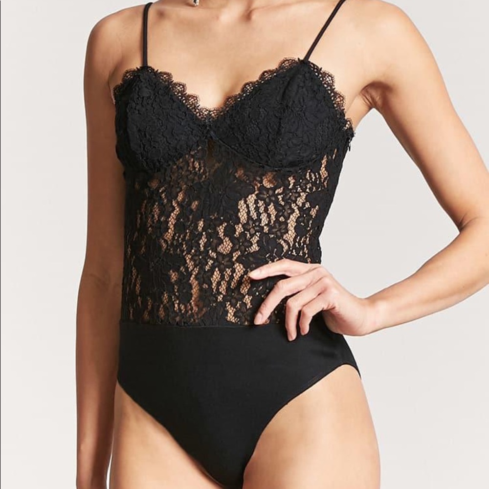 Forever 21 Black Lace Bodysuit